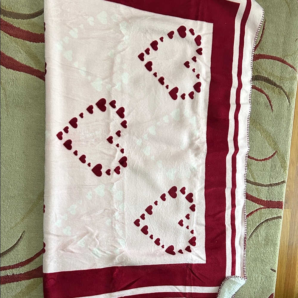PINK Victoria's Secret Heart Design Blanket - Red & Pink